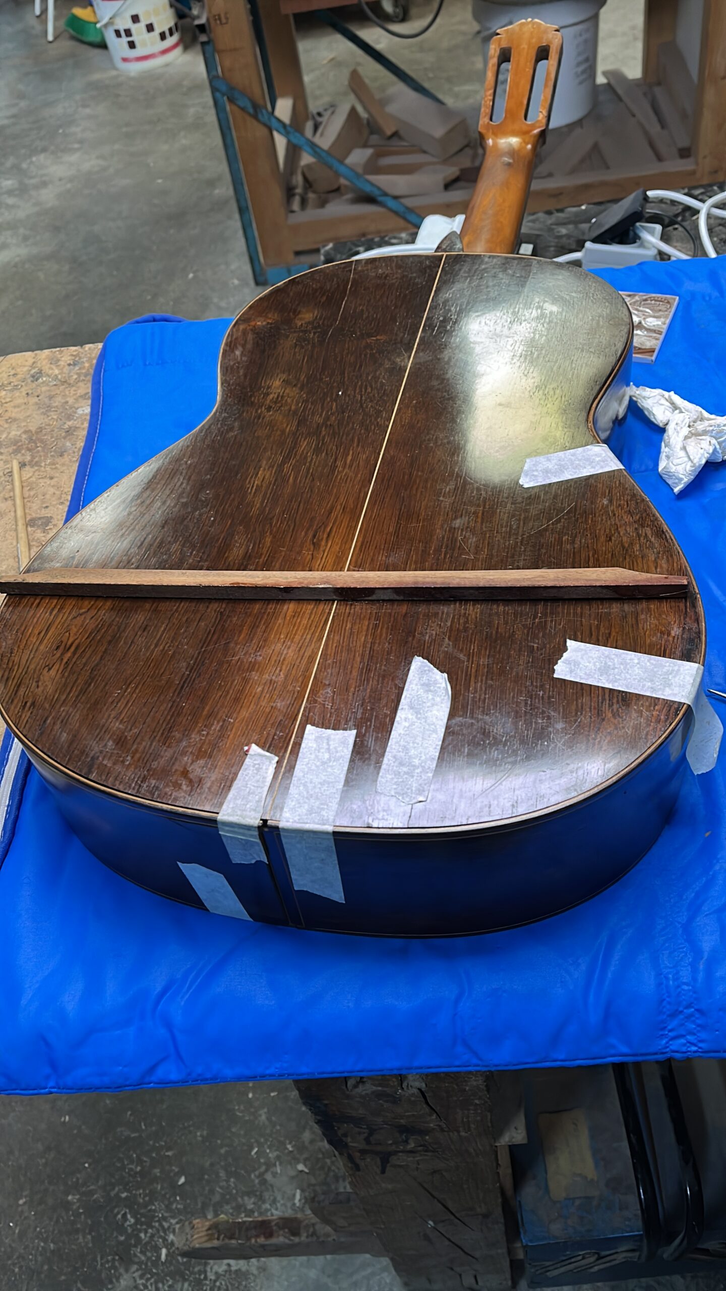 Initial condition of the interior of the 1924 Santos Hernández guitar
