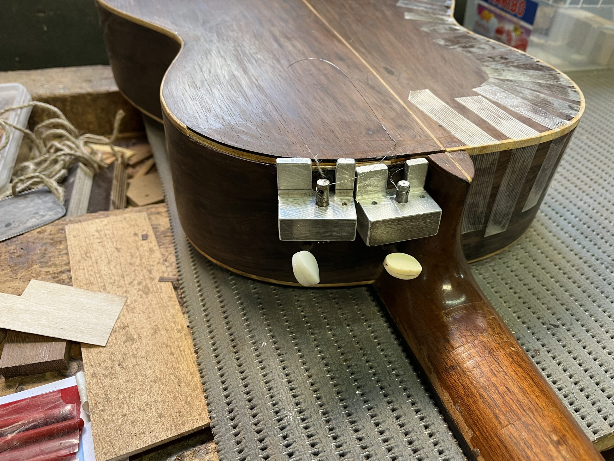 Internal repair of a historic collectible Spanish guitar