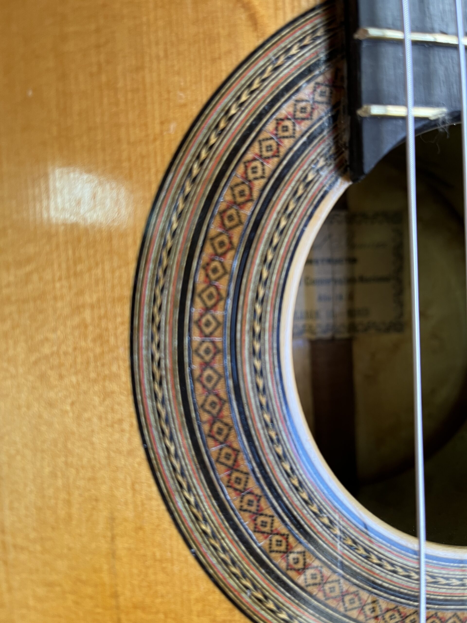 Rosette and soundhole of the restored Manuel Ramírez guitar