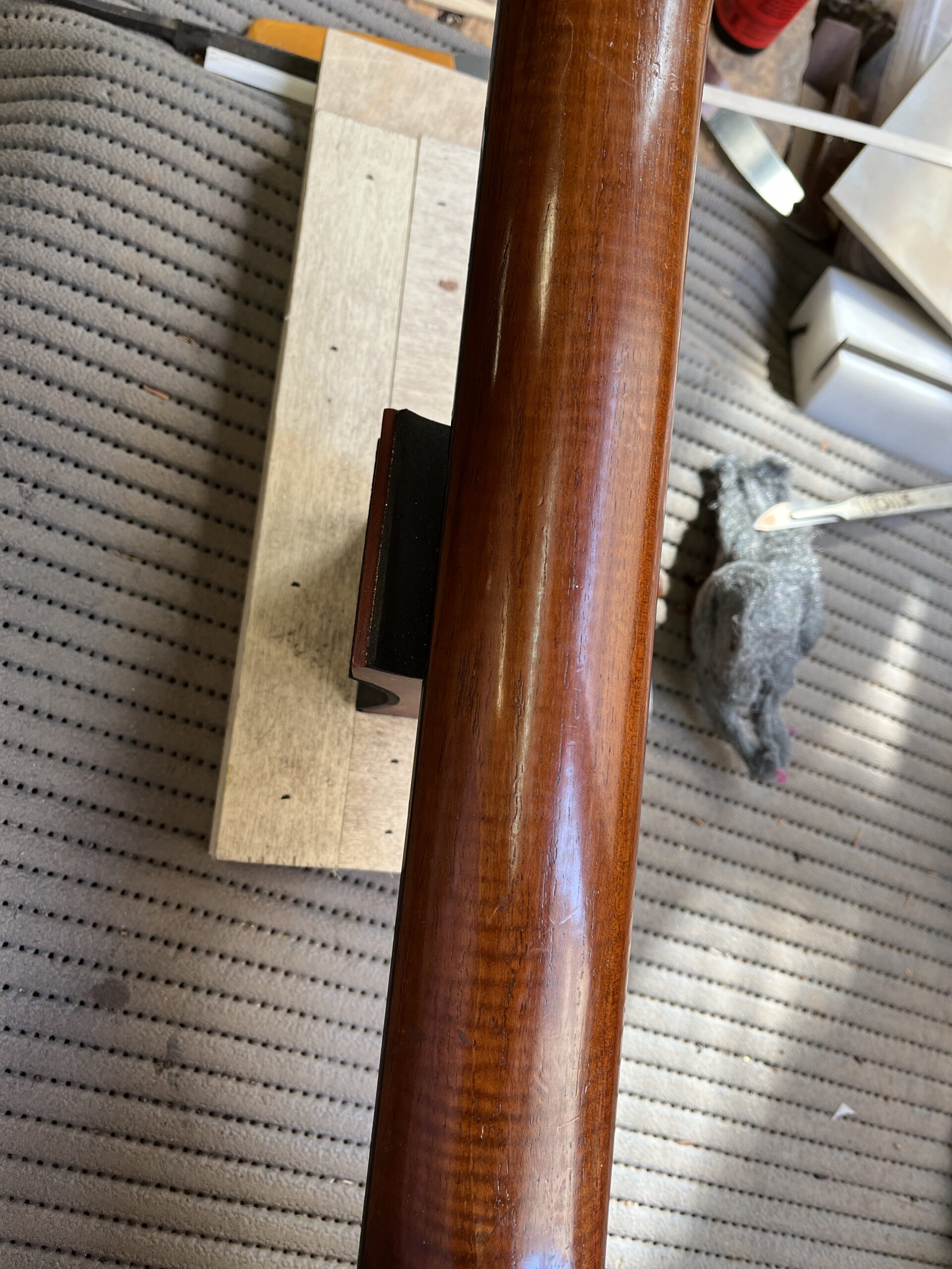 Highly figured flamed maple neck of the 1915 Manuel Ramírez guitar