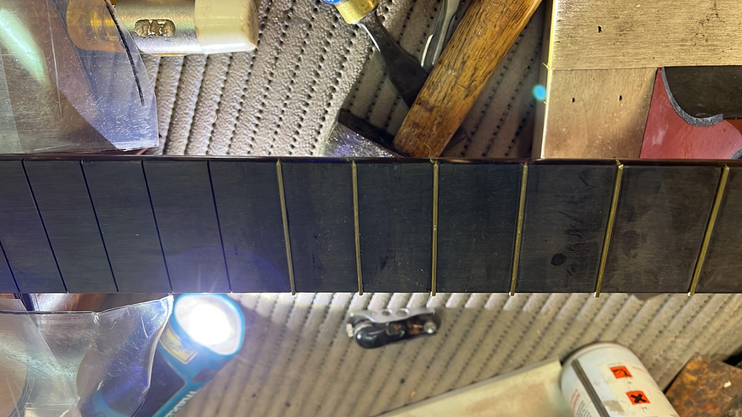 New brass frets fitted to the 1915 Manuel Ramírez guitar